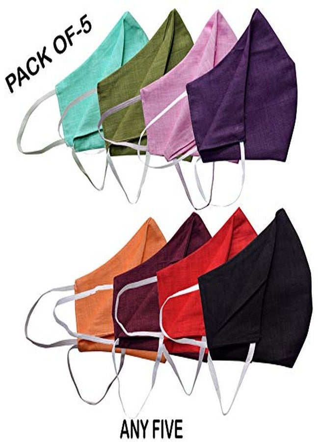 Kundan Cotton English Color Reusable Washable Anti Pollution 3 Layer Face Mask (Pack Of 5 Mask) - Image 2